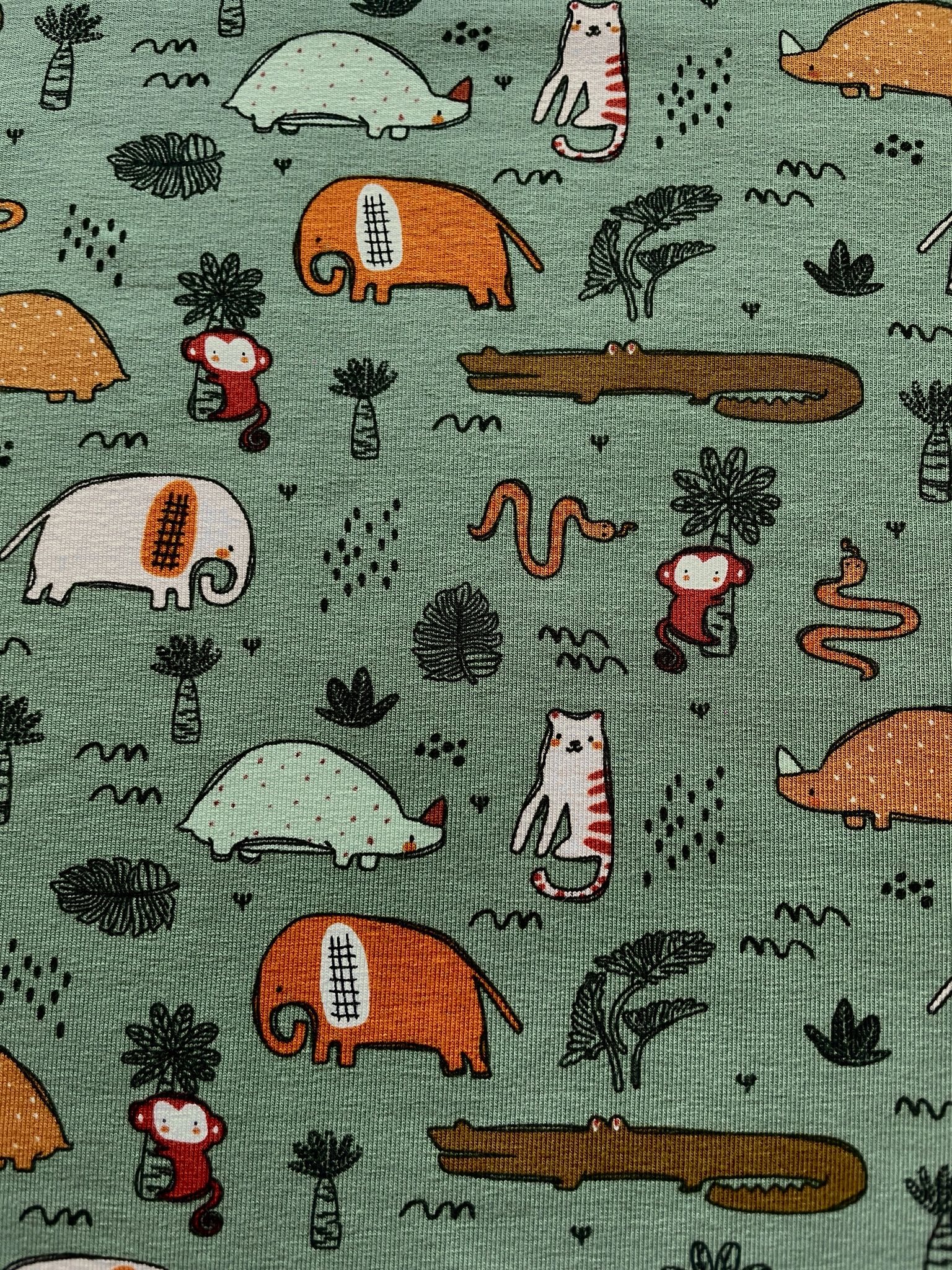 Bio Jersey "Safari-Dschungel " salbeigrün